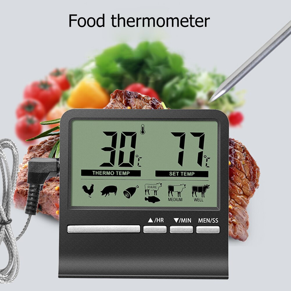 Digital Kitchen Food Thermometer Probe Meter Cooking Alarm Timer For Kitchen BBQ Water Milk Oil Liquid Oven Oven Thermometer