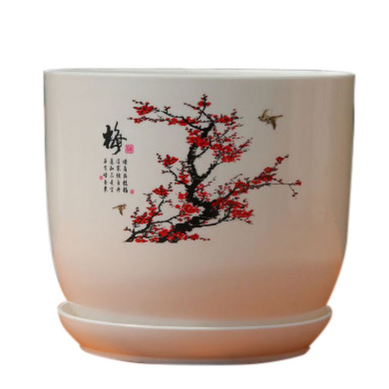 Ceramic Round Resin Flowerpot Succulent pot Cactus Planter Pots with Drainage Hole Container Planter Decoration Dd