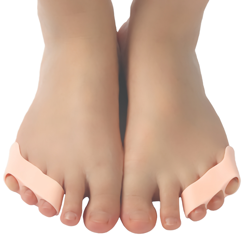 2 pz/4 pz tre fori mignolo dito del piede separatore silicone poco protettore gel distanziatore borsite correttore sollievo dal dolore cura del piede Pedicure: Kaki scuro