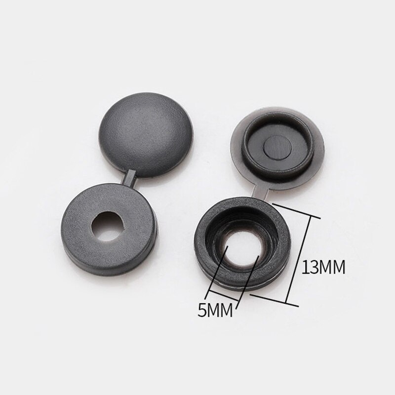 100Pcs Praktische Scharnierende Plastic Schroef Vouw Snap Beschermende Cap Knop Noten Cover Bouten Beschermen Meubilair Exterieur Decor Hardware: Dark Gray
