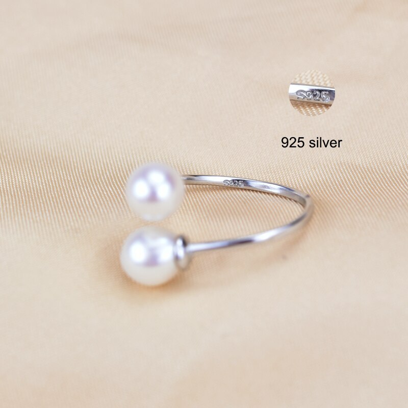 ZHBORUINI Fijne Sieraden Parel Ring Sieraden Dubbele Geconfronteerd Ringen Natuurlijke Zoetwater Parel 925 Sterling Zilveren Sieraden Voor Vrouwen