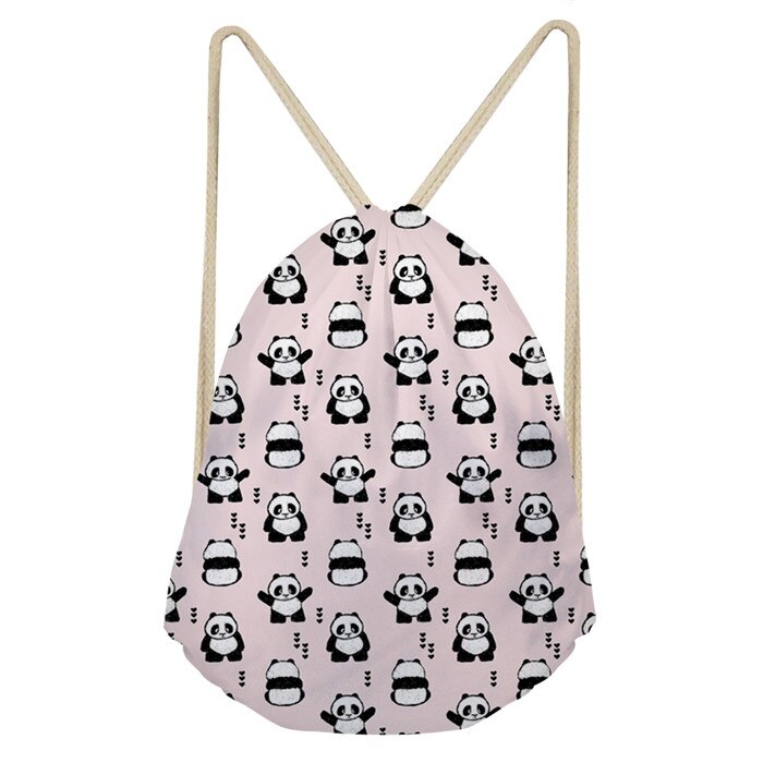 Thikin fresh floral panda snor pose string sekk strand kvinner barn reise oppbevaringspakke tenåring ryggsekk med snøring: L2734 z 3