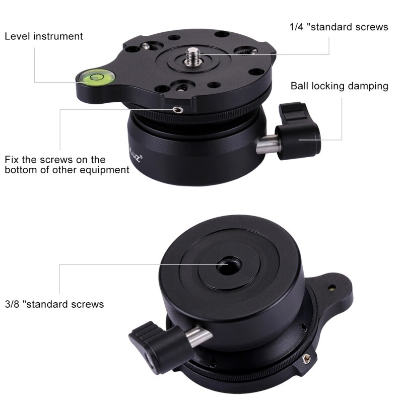 Puluz stativ-nivellierkopf, universell, 1/4 zoll gewinde, dome, dslr-kamera-stativ-nivellierkopfbasis mit libelle