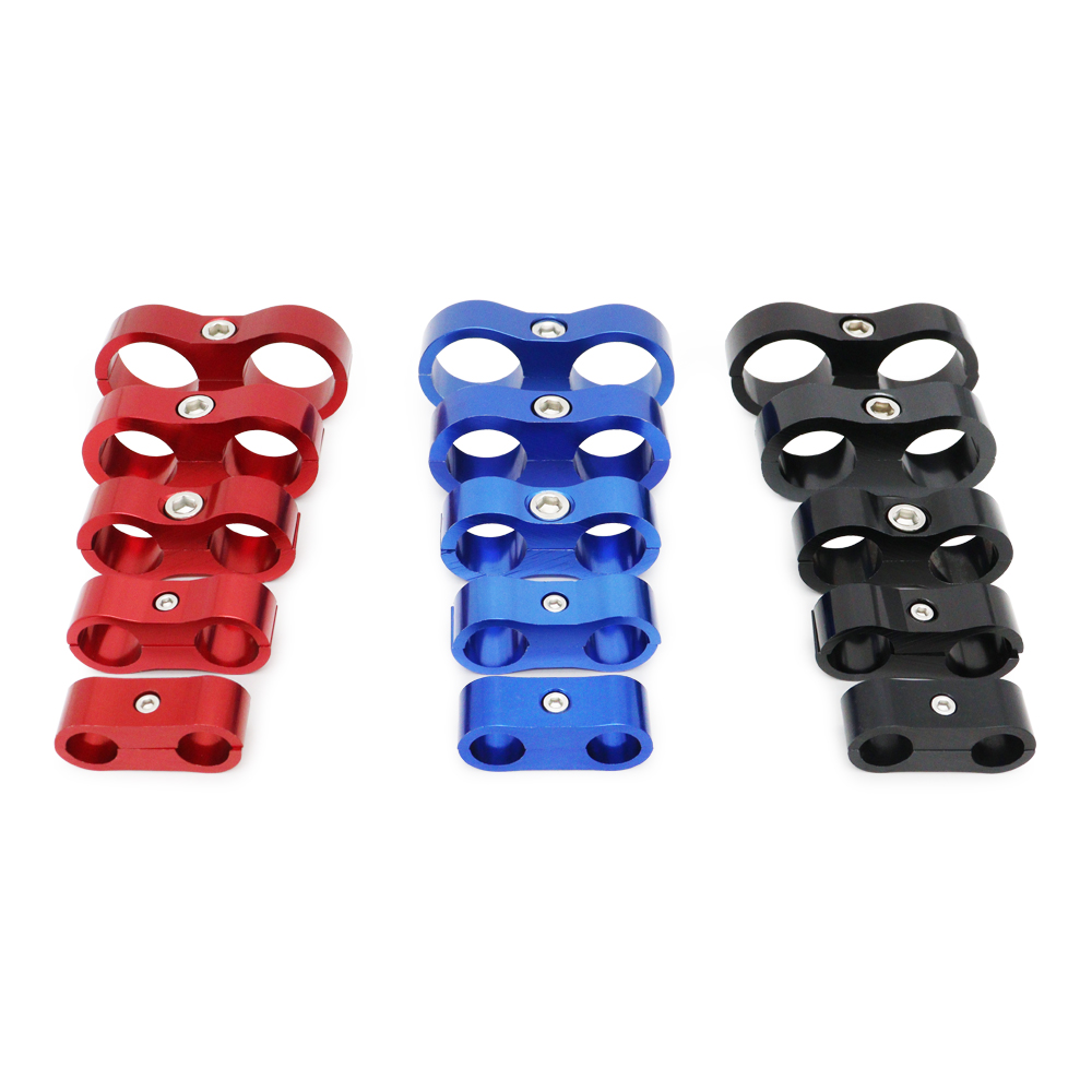 AN4 AN6 AN8 AN10 AN12 abrazadera de línea de manguera de goma trenzada, separador de línea anodizado de aluminio, Kit de abrazadera divisora, negro/rojo/azul