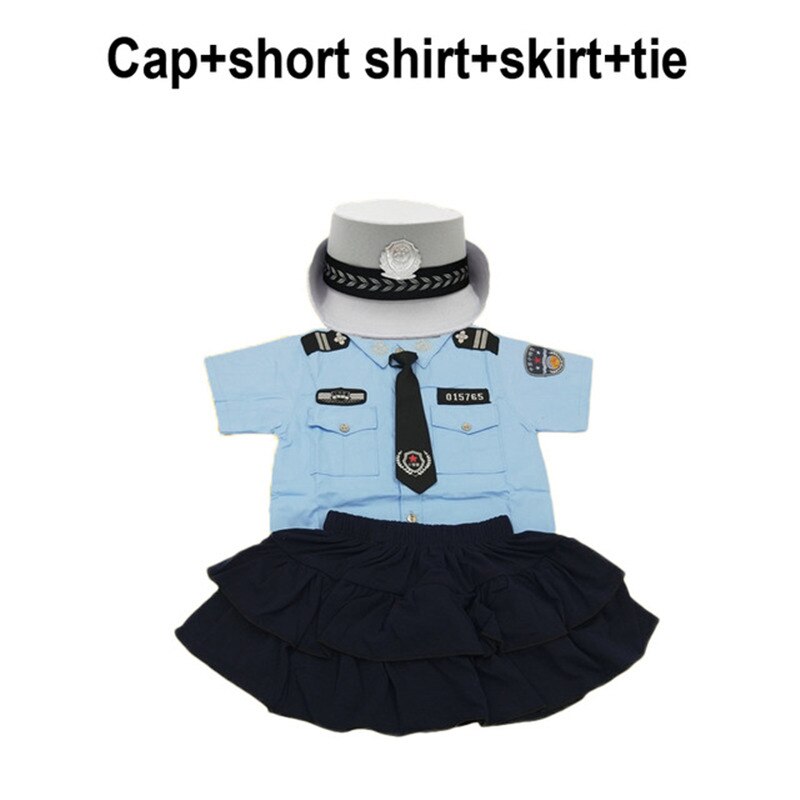 Jungen Mädchen Polizei Offizier Cosplay Kostüm 110-160cm kinder Tag Party Geburtstag Halloween Karneval Kostüm Polizistin Uniform: Girls Set / XS