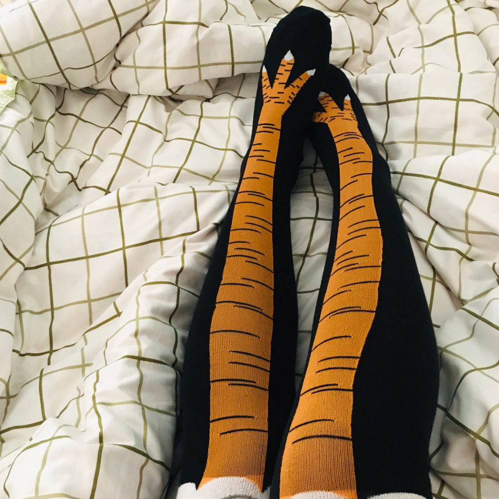 Funny Cartoon Cosplay Chicken Leg Socks Thin Women High Flexibility Cotton Chicken Feet Toe Thigh High Sock For Women