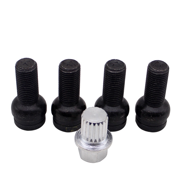 M14*1.5mm musta teräspyörän pultti ja lukkomutterin mutterisarja avaimella golfbora -auton lisävarusteille 1 k 0 698 137
