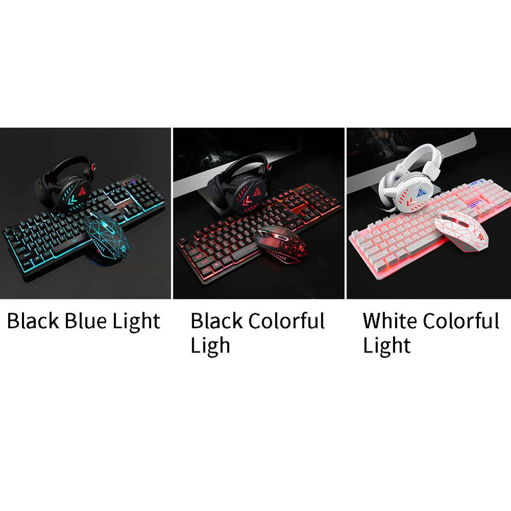 4Pcs Pad USB Computer Waterproof Gaming Mouse Headset Home Illuminated Wired Backlight Desktop Ergonomic Keyboard Set