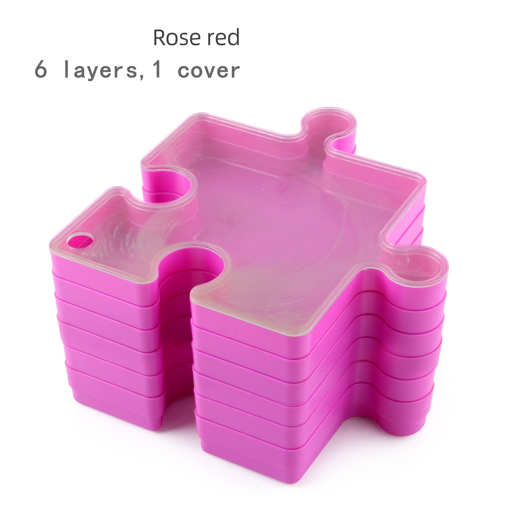 Puzzle Storage Box with 6 Layers for Classified Organization (only storage box,without puzzles): plum