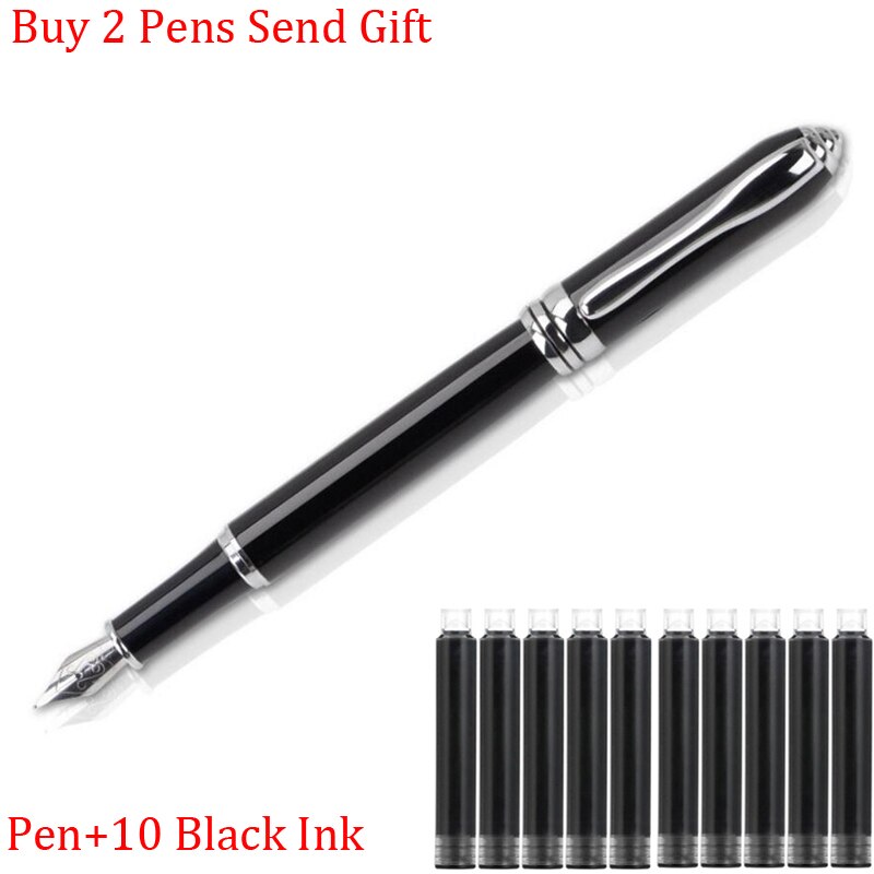 Classic Full Metal Luxury Ink Fountain Pen Office Signature Writing Pen Buy 2 Send: Pen 10 Black Ink