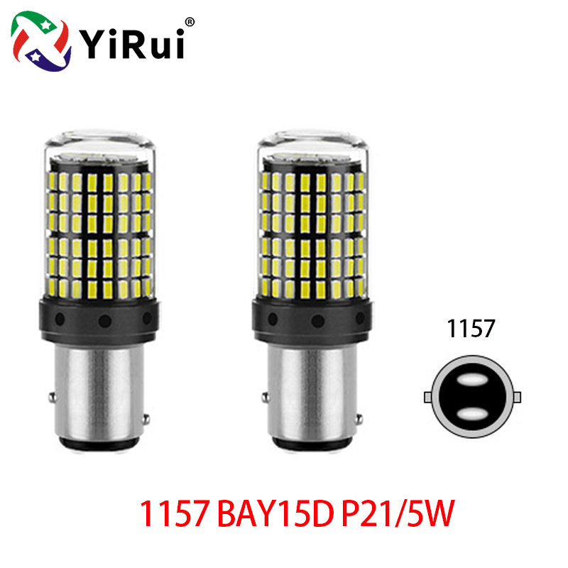 YiRui 2 uds 12-48V nuevas bombillas LED 144smd lámpara luz de señal de giro inverso BA15S P21W BAU15S PY21W 7440 W21W P21/5W 1157 BAY15D: Negro / Azul