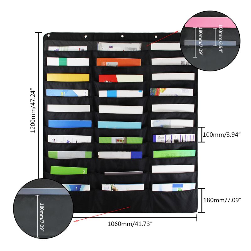 30 Pocket Storage Pocket Chart Hanging Wall File Organize Your Assignments Files Scrapbook Papers