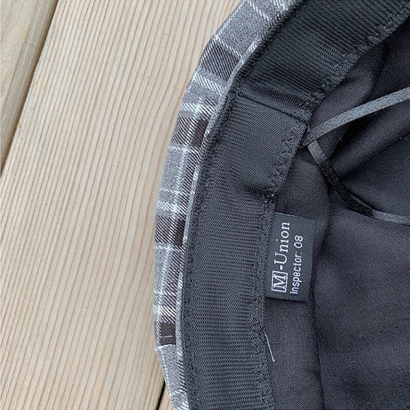 Foux baret plaid kvinder sommer sød nyhedsdreng hat maler koreansk stil fransk hårspænde damer kvindelig justerbar reb