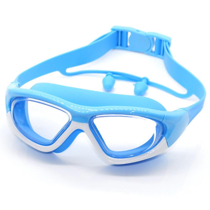 Anti-Fog Uv Bescherming Zwembril Zwembad Siliconen + Pc Swim Bril Oordopje Kids Kinderen: 2