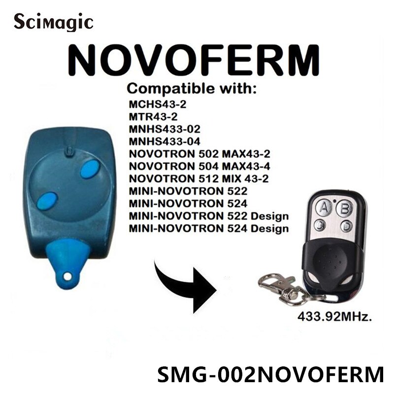 Til novoferm novotron 502 max 43-2 mini-novotron 522 mini-novotron 524 garageport fjernbetjening 433 mhz rullende kode miniåbner