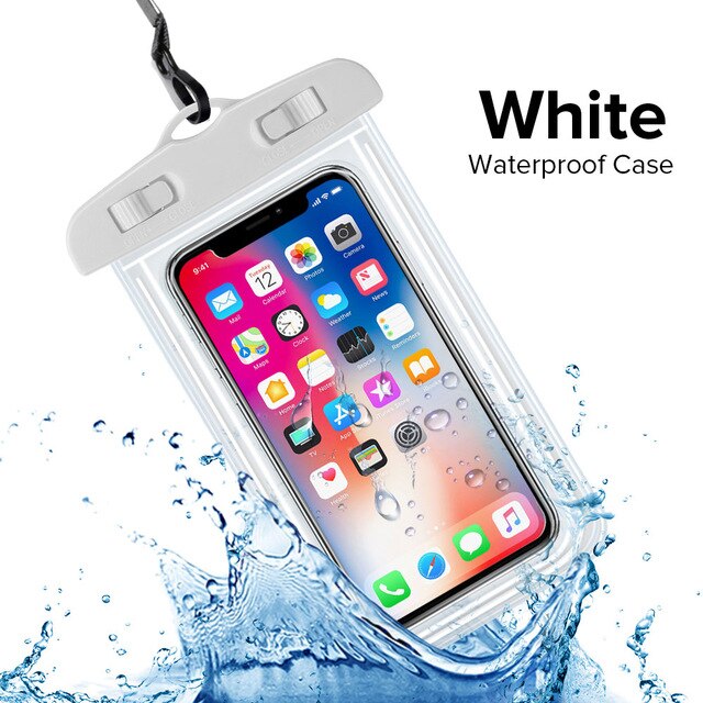 Wasserdichte praktisch fallen Für iPhone 7 6 X Xiaomi Samsung S9 S8 Klar PVC Versiegelt Unterwasser praktisch Clever-Telefon trocken Beutel Abdeckung: Weiß