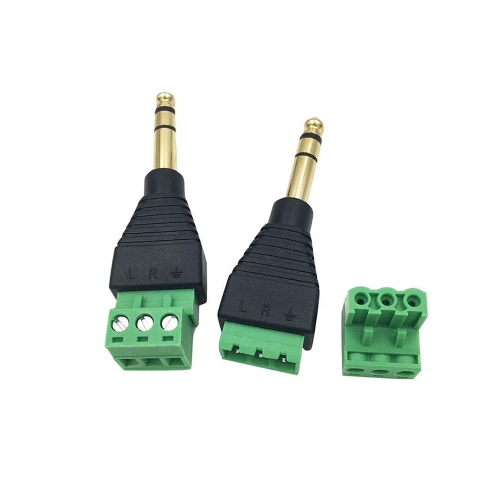 1x 6.35mm 1/4" Stereo TRS Male Plug To AV Screw Video Balun Terminal Adapter Gold Plated Connector