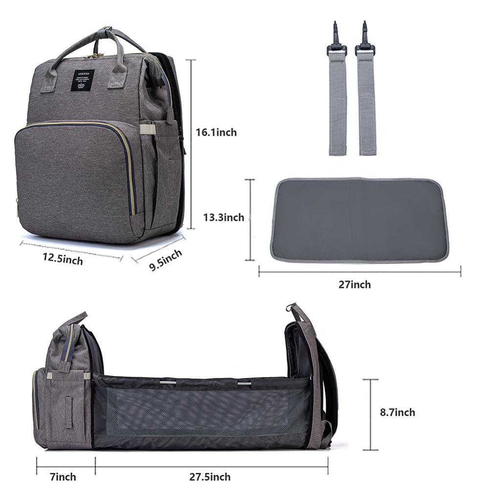 Baby Luiertas Rugzak Bed Wieg Baby Slaapzak Voor Reizen Bed Luier Pad Wandelwagen Organizer In Voorraad: B gray