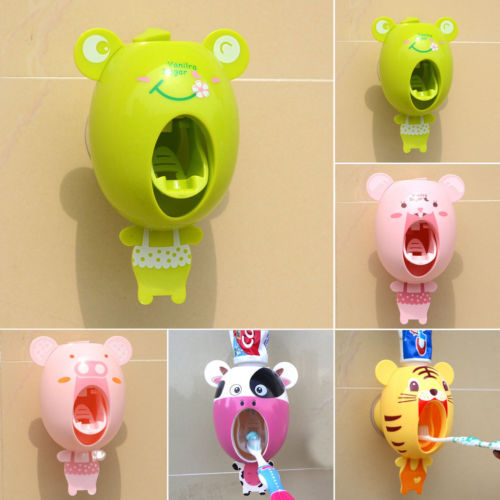 Lovely Portable Auto Toothpaste Dispenser Device Easy Squeeze Wall Mount Home Decor Cartoon Animal Toothpaste Squeezers