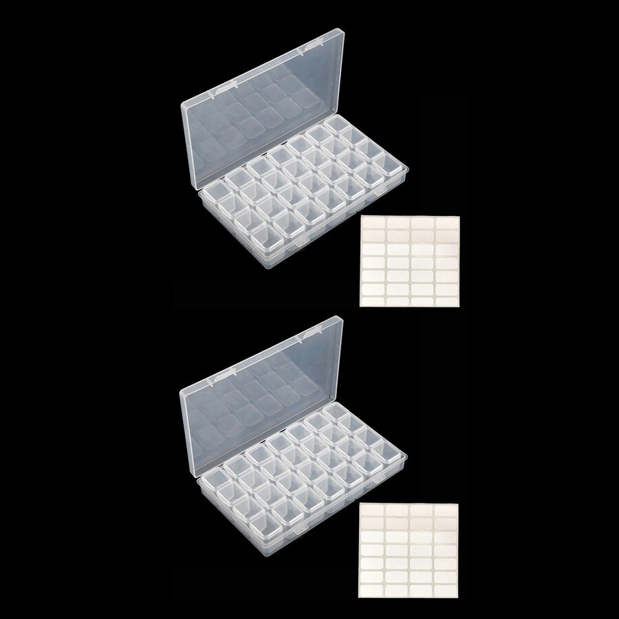 28/56/64 Grids Diamond Painting Storage Box Tool Accessories Bead Container Rhinestone Diamond Embroidery Stone Organizer: 2pc 28 white