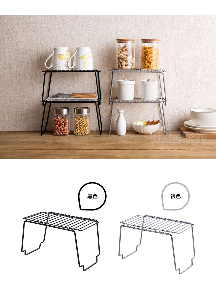 Kitchen Storage Rack Metal Cupboard Storage Shelf Non-Skid Spice Rack Multilayer Superposition Organizer Bathroom Saving Space