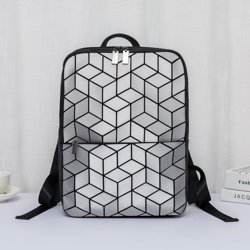 Vrouwen Lichtgevende School Rugzak Geometrische Schoudertas Vrouwelijke Backbag Vouwen Schooltassen Voor Tiener Meisje Hologram Rugzakken