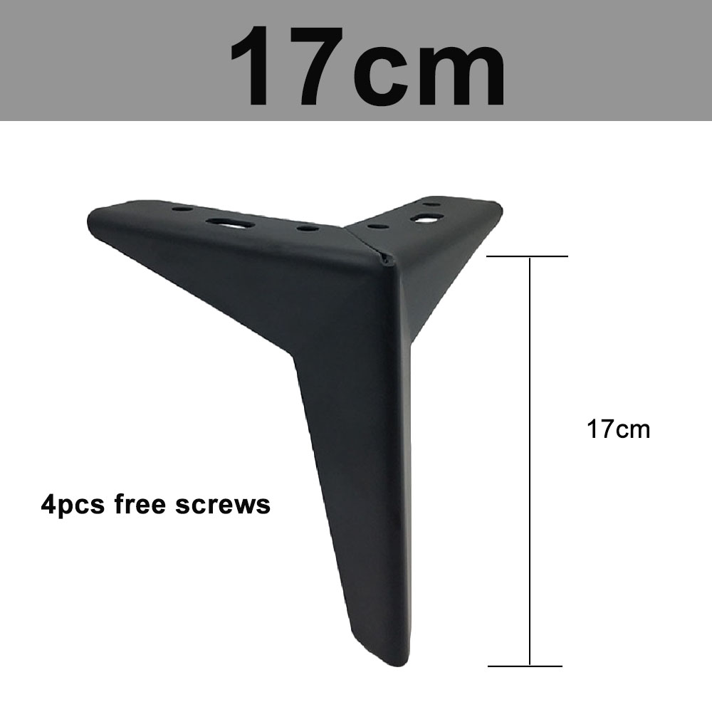 Pied de meuble en fer forgé à angle droit, avec vis, haute charge, pour canapé, café, armoire de bureau: 17cm bevel black