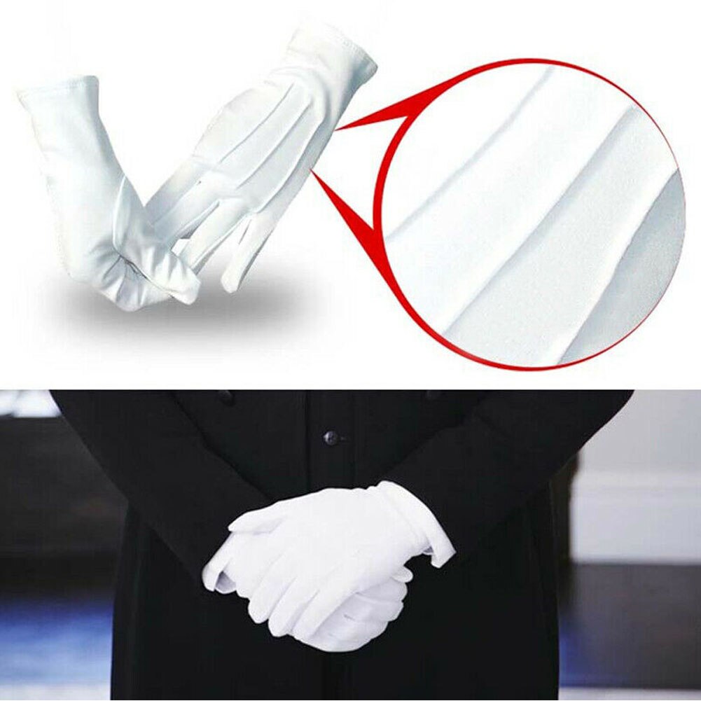 1 paar Feste Weiß Rauchen Handschuhe Party Festliche Hochzeit Zeremonie Formale Uniform Schutz Band Diener Kellner Handschuhe