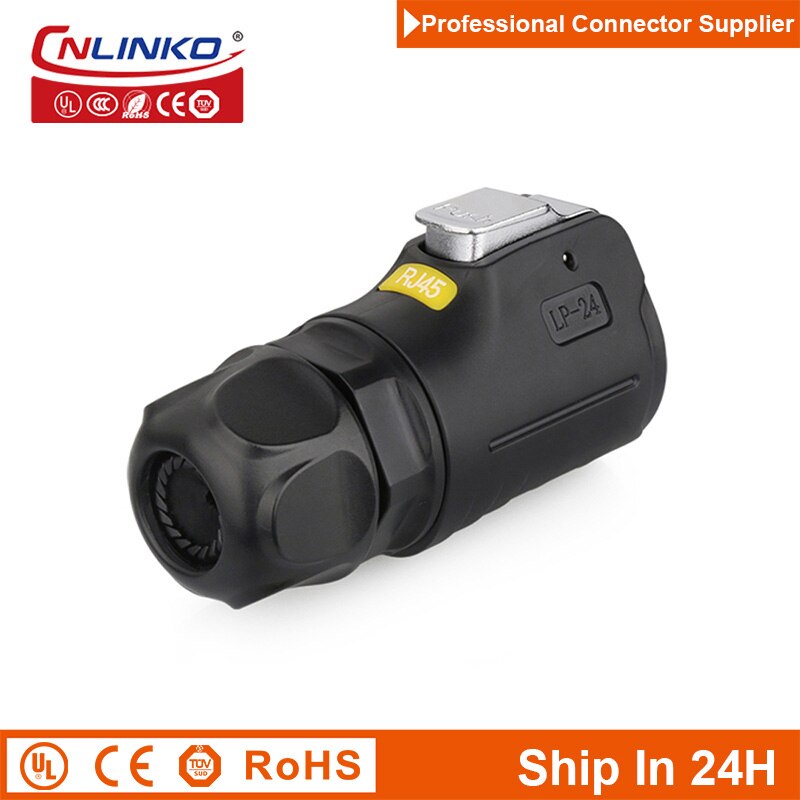 Cnlinko LP24 Plastic M24 Waterproof Ethernet 8pin Cat5e RJ45 Signal Connector Plug Receptacle for Network Telecom LED Billboard