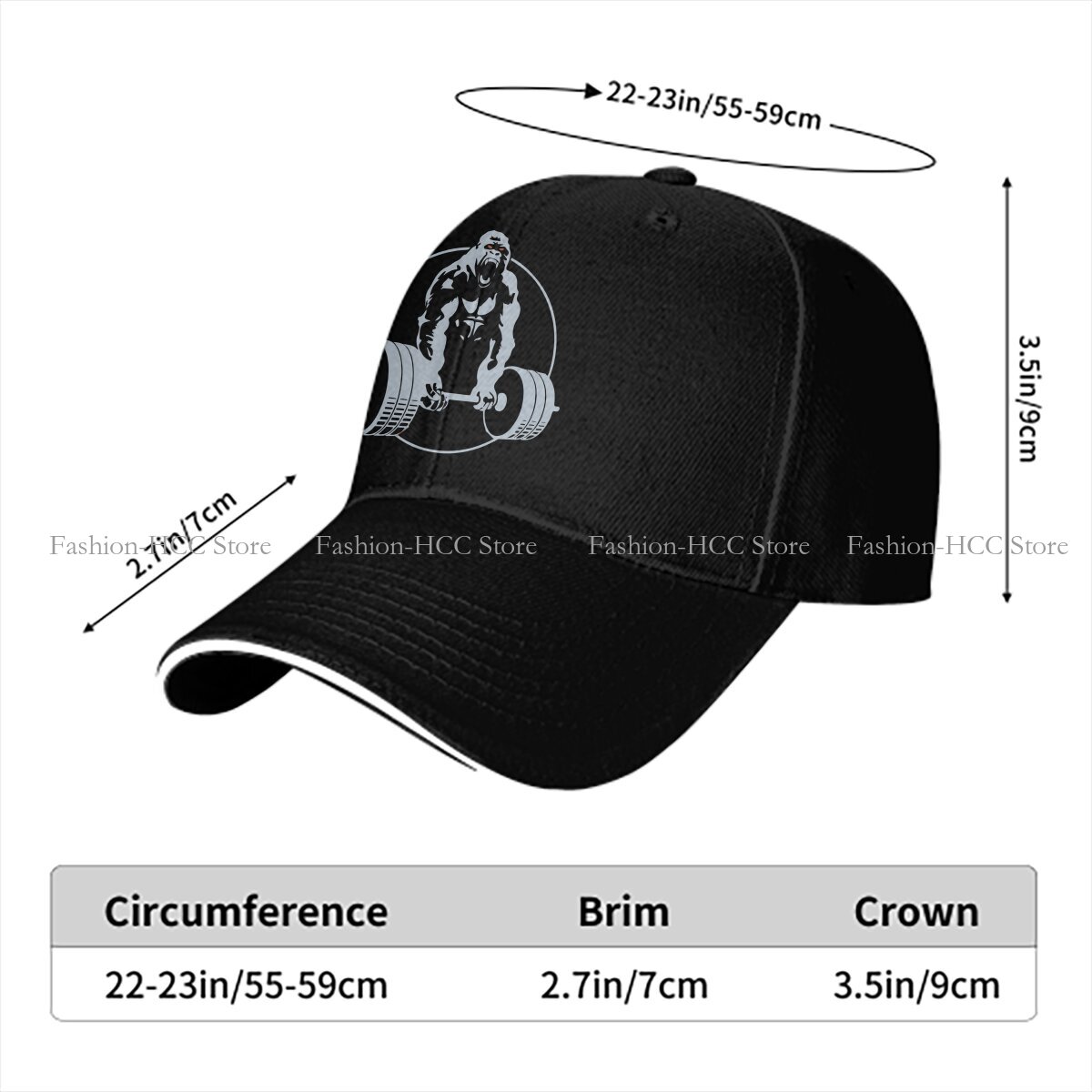 Washed Men's Baseball Cap Gym Gorilla Bodybuilding Fitness Trucker Snapback Caps Dad Hat Animal Weightlifting