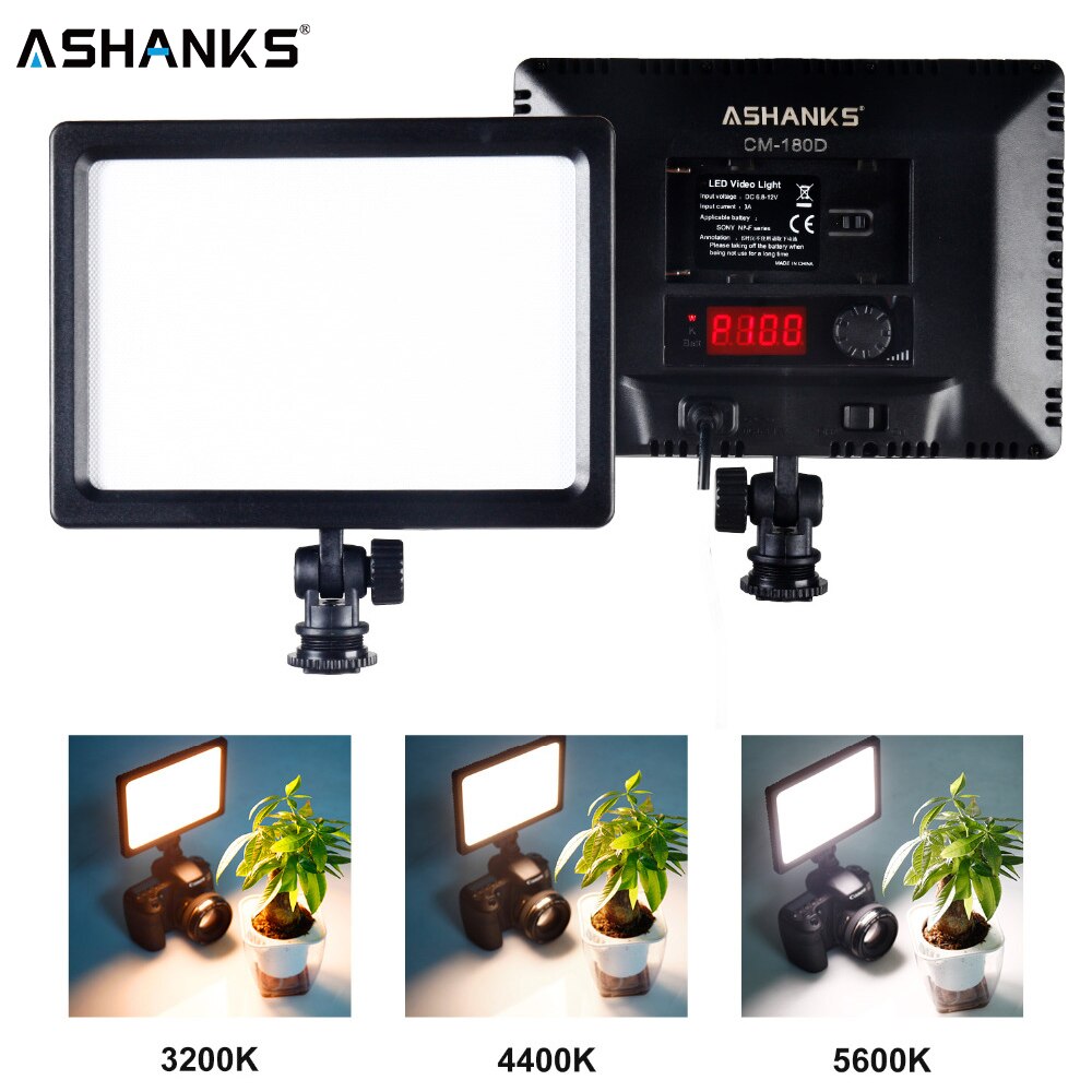 ASHANKS Professionele Ultra-dunne LED Video Light 3200 K-5600 K voor Licht Instelbare Helderheid en Dual Kleur temp voor Canon Nikon
