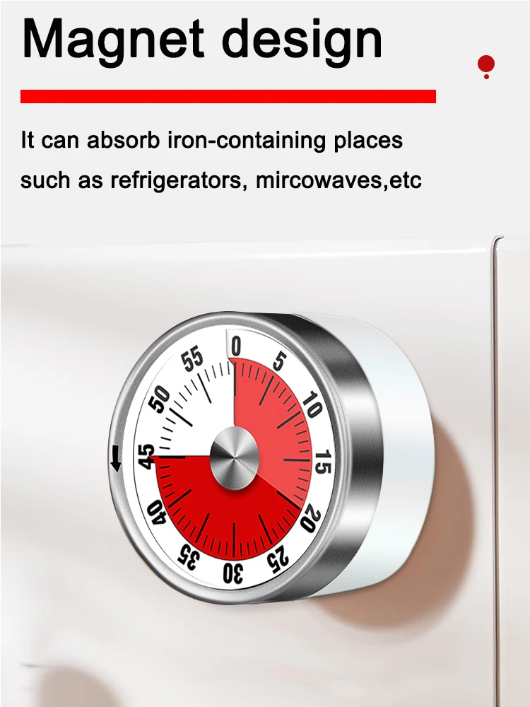 60-Minute Visual Timer For Kids Study Fridge Magnets Kitchen Timer Mechanical Stopwatch Alarm Clock Kitchen Cooking Accessories