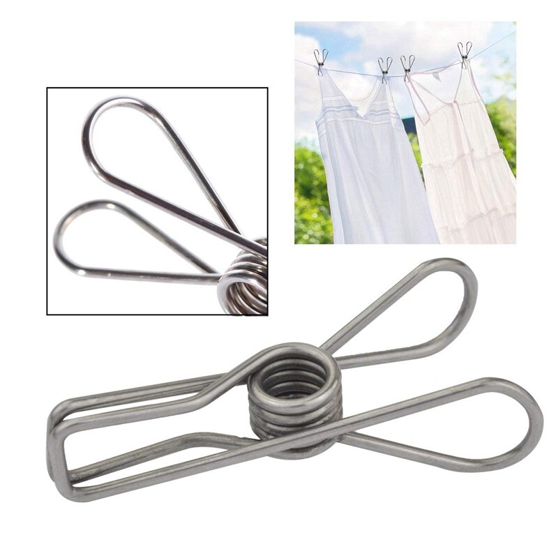 -80pcs Stainless Steel Clothes Pins, Utility Clips Hooks Clothesline Clip 2.2inch for Outdoor Indoor Drying Home Laundry Offi