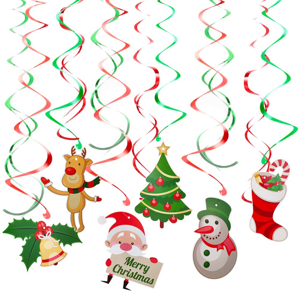1Set Festive Christmas Hanging Spiral Decorative Paper Swirl Set Party Supplies