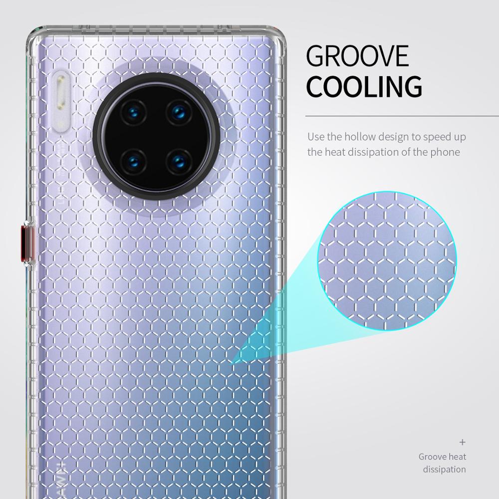 Ikreese Honingraat Groef Cooling Shockproof Anti Collision Transparante Tpu Telefoon Case Voor Huawei Mate 30 Pro Soft Silicone Cover