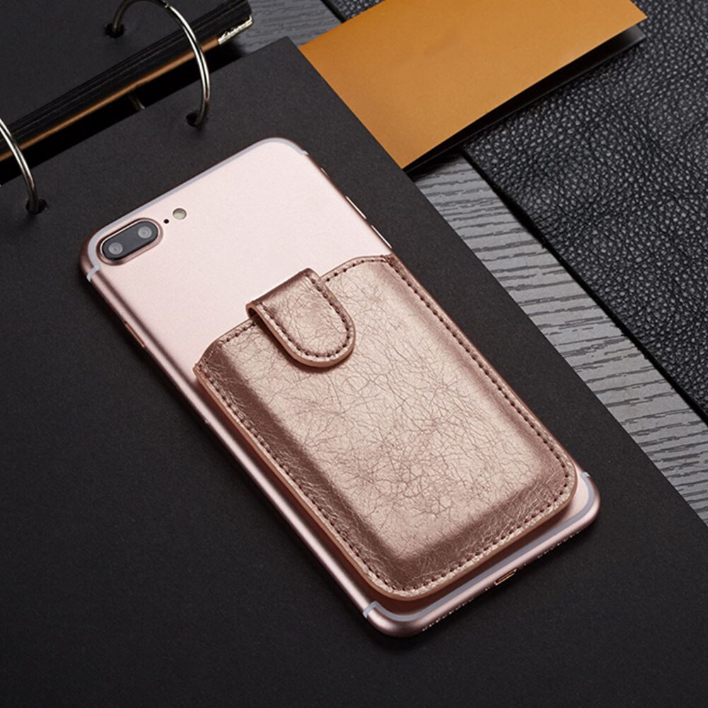 unisex Aufkleber Lagerung Tragbare Tasche Klebstoff Brieftasche Tasche Stock-auf PU Leder Multifunktionale Telefon Zurück Karte Halfter