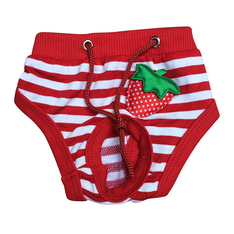 Lief teefje, puppy, gestreepte panty, korte luier, ondergoed: Rood / Xl