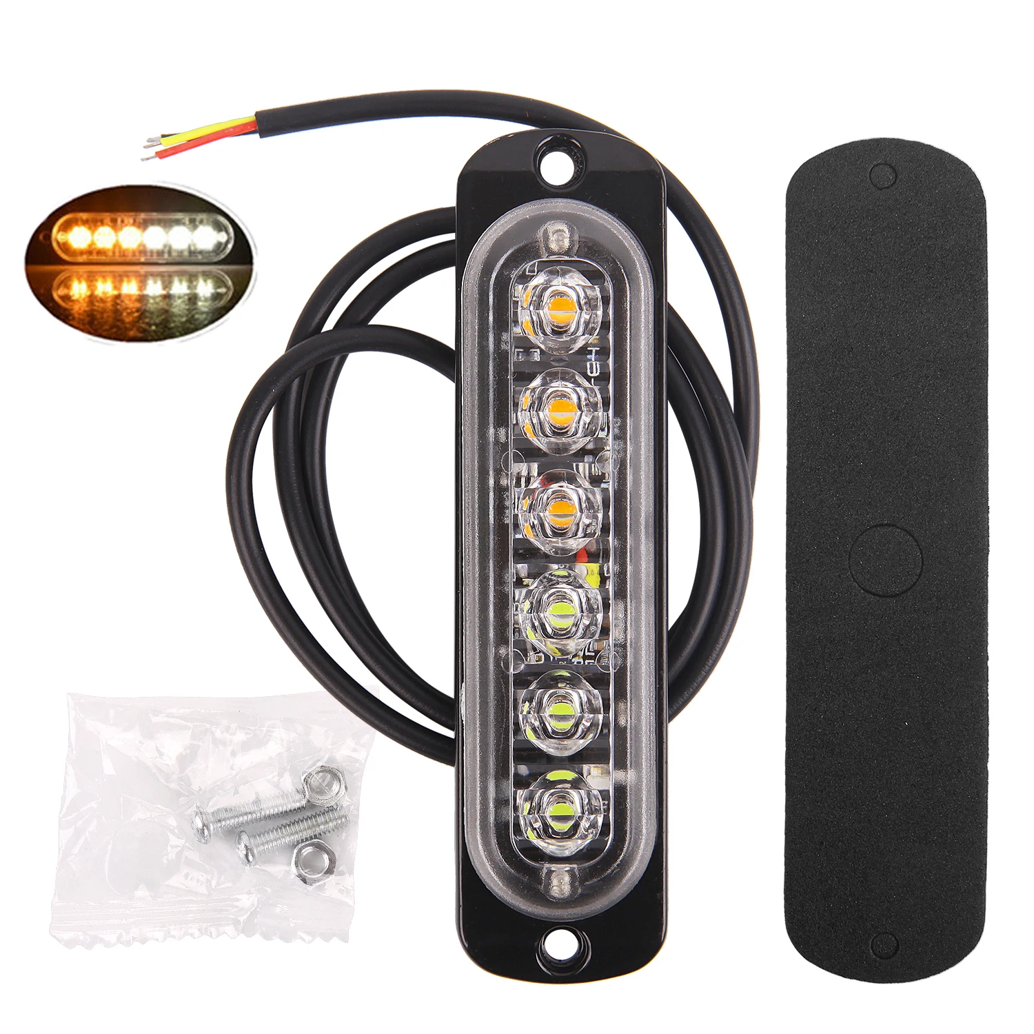 6 LED-Blinkwarnleuchten für LKW, Auto, Motorrad, Gelb, Weiß, 18 Blitzmodi, Notfalllampe, 12–24 V, seitliche, hohe, helle Lichter: green