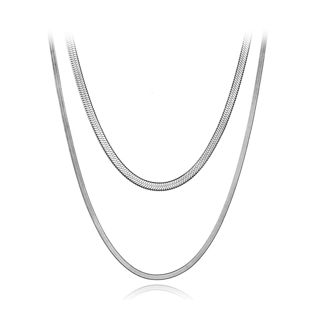 Lokaer Bohemia Titanium Stainless Steel Double Layer Choker Necklaces Beach Pendant Snake Chain Necklace For Women Girls N20002