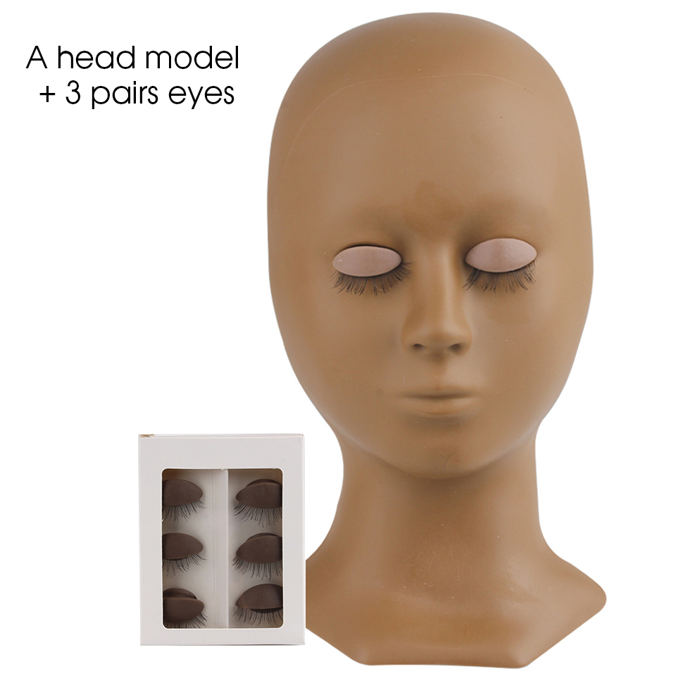 THINKSHOW práctica extensión de pestañas cabeza de maniquí con párpados maniquí rosa/Natural/marrón cabeza de entrenamiento herramientas de maquillaje
