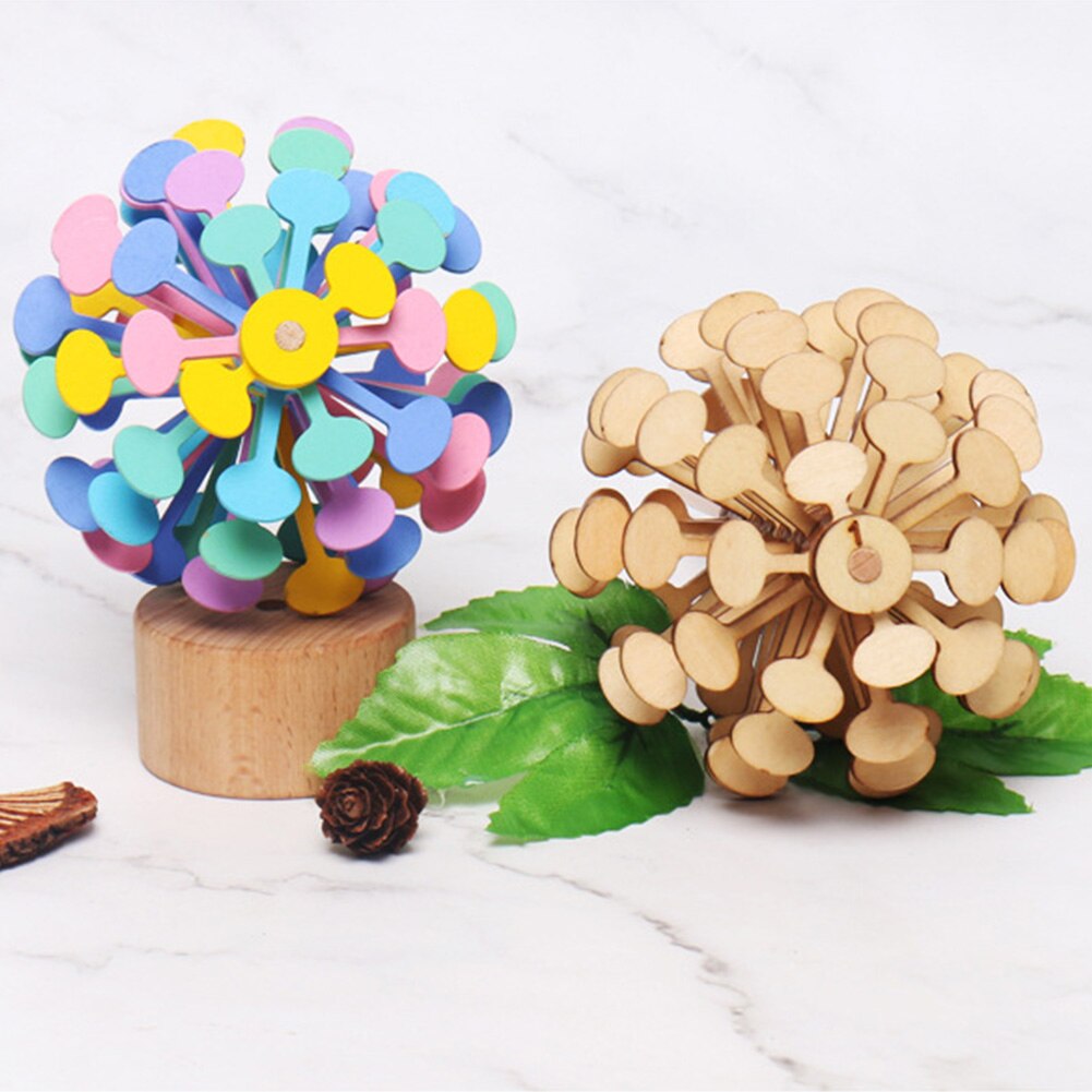 Colorful Wooden Magic Spin Office DIY Durable Roll Artwork Kids Fun Rotating Lollipop Look Decompression Toy