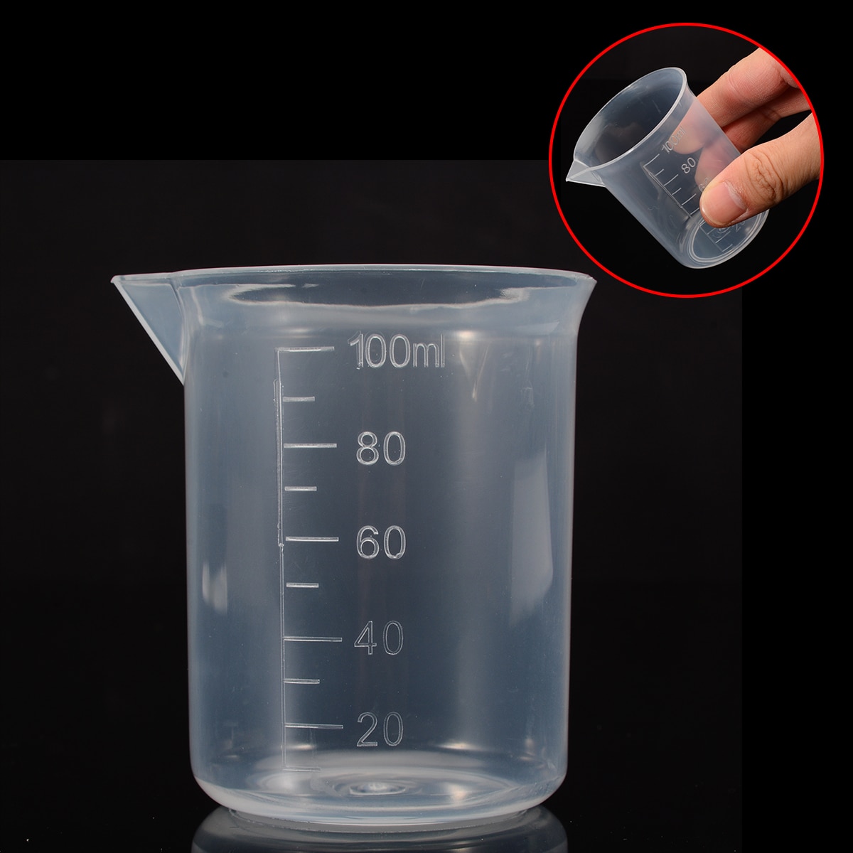 1pc 100ml kirkas muovinen mittakannu mittakuppi asteikolla pinnalla keittiön laboratorion mittaustyökalu