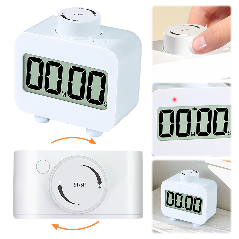 Cube Timer Countdown/Countup Rotating Timer Adjustable Volume Digital Alarm Clock Simple Operation for Cooking Working