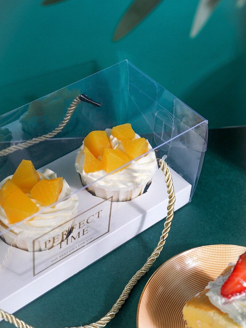 5 st transparent kakrulle förpackningslåda bärbar låda bakverk bakning förpackning fest födelsedag förpackning låda