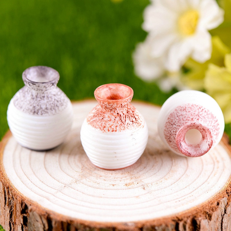 Simuleringsvas mini jardiniere harts hantverk miniatyrväxt älva trädgårdstillbehör fotografi rekvisita gör-det-själv inredning