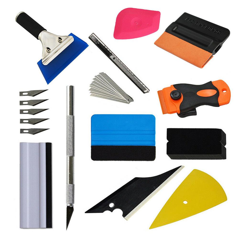 12 Pcs Carbon Fiber Car Tools Vinyl Wrap Film Sticker Wrapping Tool Auto Window Tint Foil Magnetic Stick Squeegee Razor Scraper
