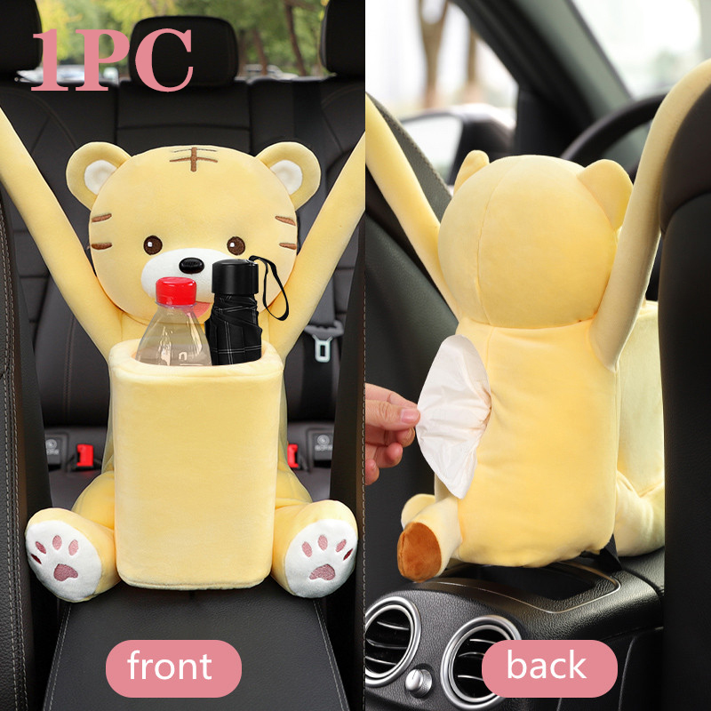 2 In 1 Auto Tissue Box Pop Cartoon Vuilnisbak Hond Aap Konijn Korte Pluche Auto Tissue Houder Auto Tissue box Auto Accessoires: Rood