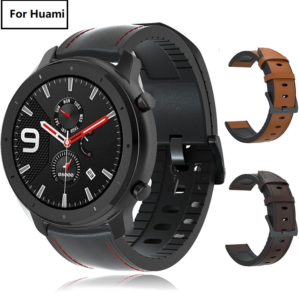 Correa de cuero para Xiaomi Huami Amazfit PACE/Stratos 2 2S 3, Correa de reloj para relojes Samsung Gear S3, Correa de 47mm