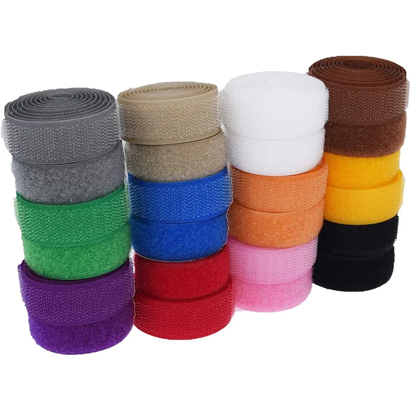 2M/Pairs Colorful Sew On Hook and Loop Tape Non-Adhesive Fastening Nylon Fabric Tape DIY Craft Interlocking Tape Sewing Fastener