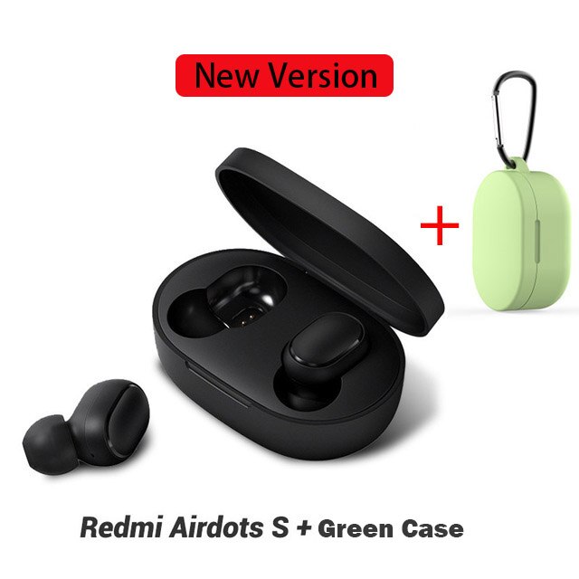 Redmi Xiaomi Airdots TWS Bluetooth Earphones Wireless 5.0 Bluetooth Earphone AI Control Gaming Headset With Mic Noise reduction: With Green case